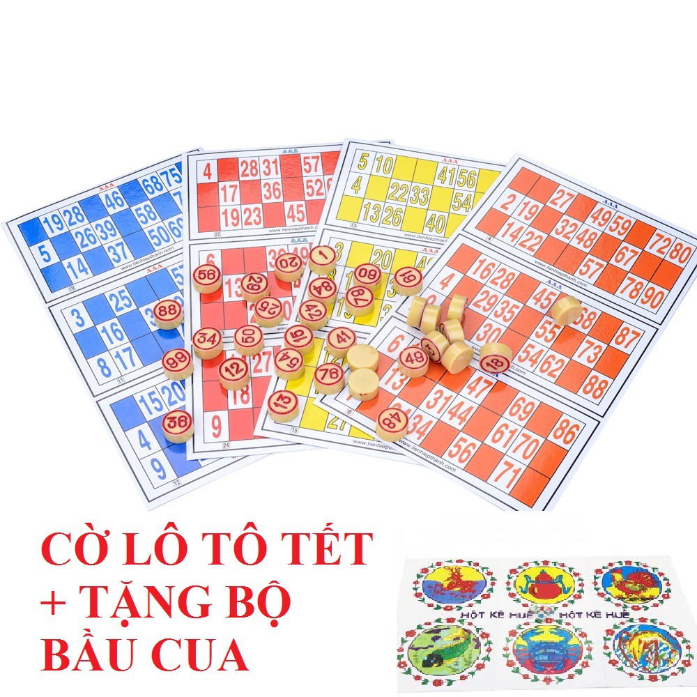 Combo: Bộ cờ lô tô giải trí ngày tết + tặng kèm bộ bầu cua