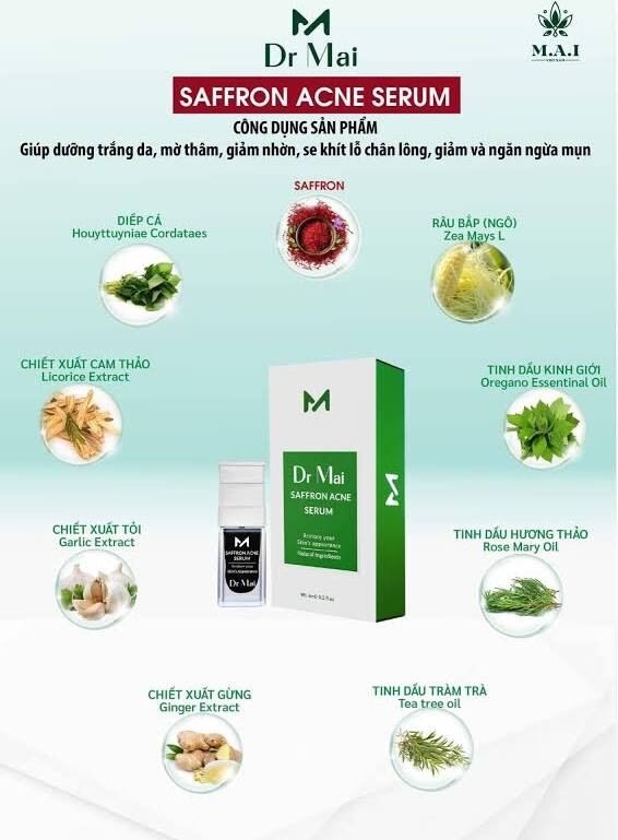 Serum Dr Mai Saffron Acne 6ml ( mix saffron mới )