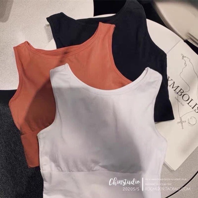 Áo ba lỗ crop có mút đệm ngực 3 màu