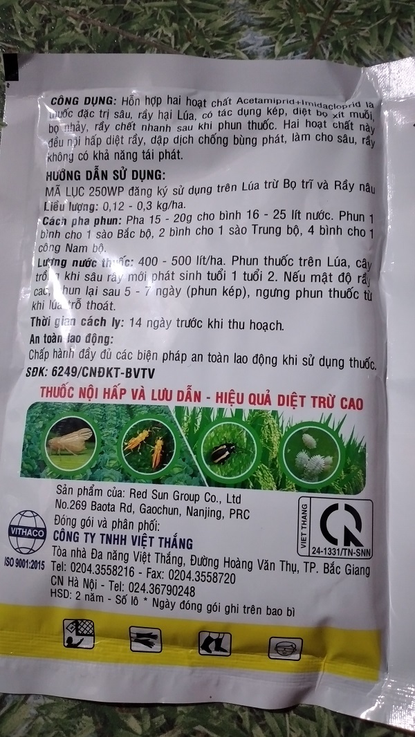 Sản phẩm trừ rệp sáp MÃ LỤC 250WP - gói 100G