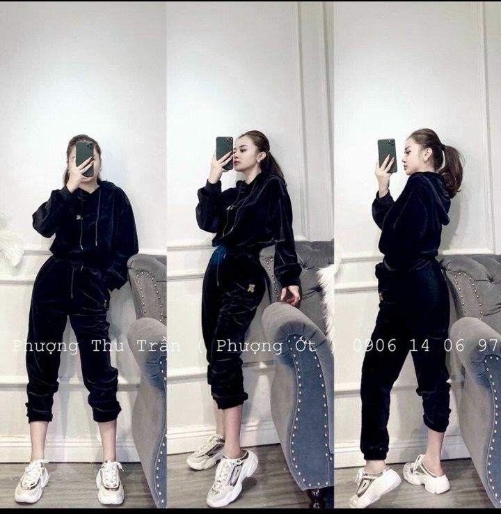Bộ thể thao nhung bo gấu