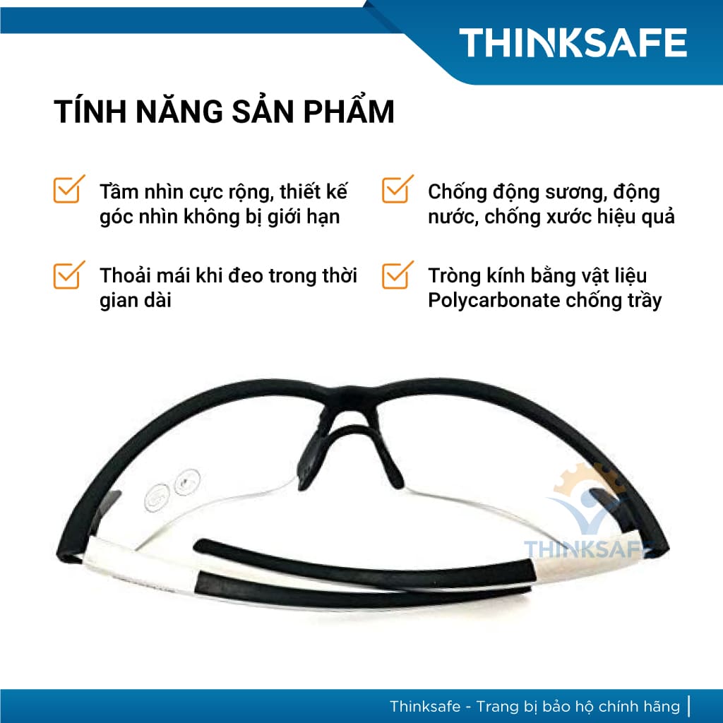Kính bảo hộ Deltaplus Fuji2 chống bụi, chống tia UV, bảo vệ mắt đa năng, đi đường, lao động Kính chống bụi - Thinksafe