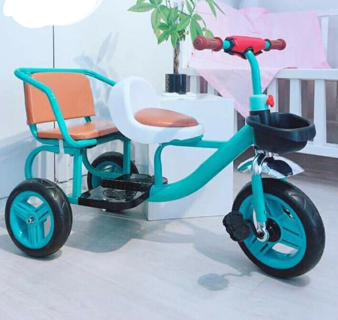 Xe đạp 3 bánh xích lô 2 ghế da cho bé