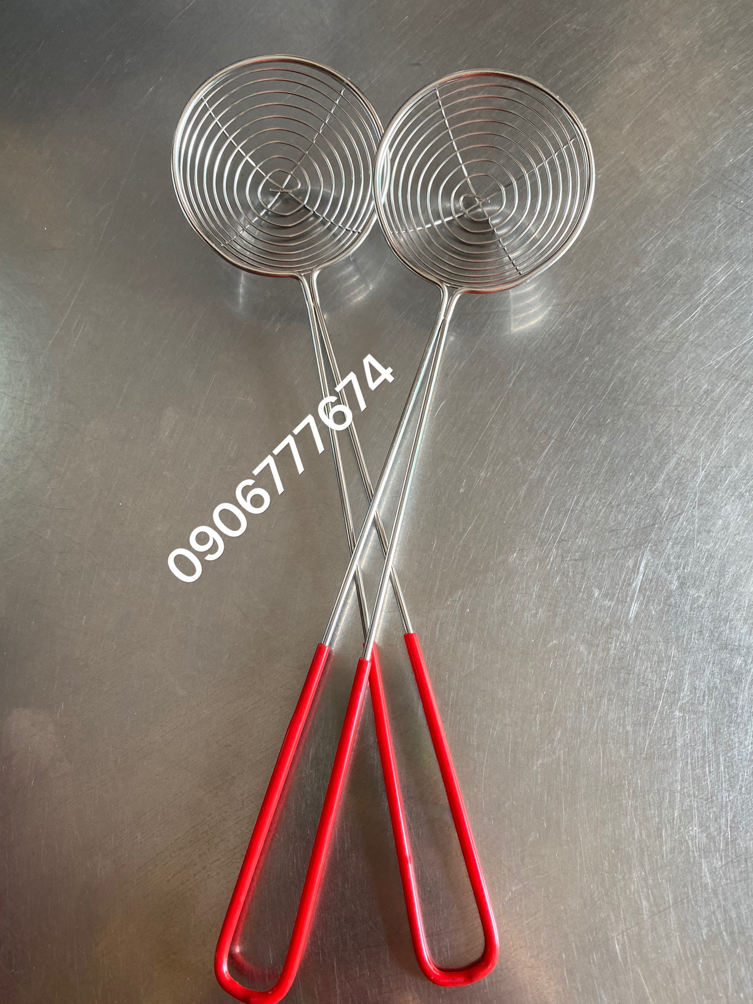 vợt (muôi) Inox cán đỏ (combo 2 cái)