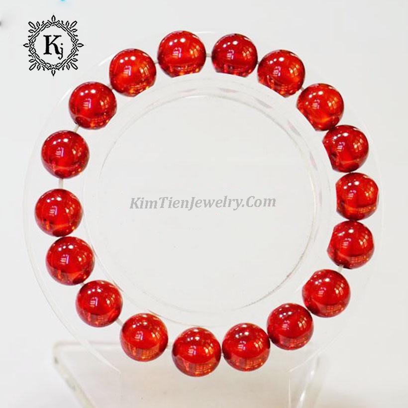 Vòng Tay Phong Thủy Đá Topaz Đỏ ( Free Size ) - Hợp mệnh Mộc, mệnh Hỏa - Viên đá xua tan sự u mê  và bóng tối - Tặng kèm dây dự phòng