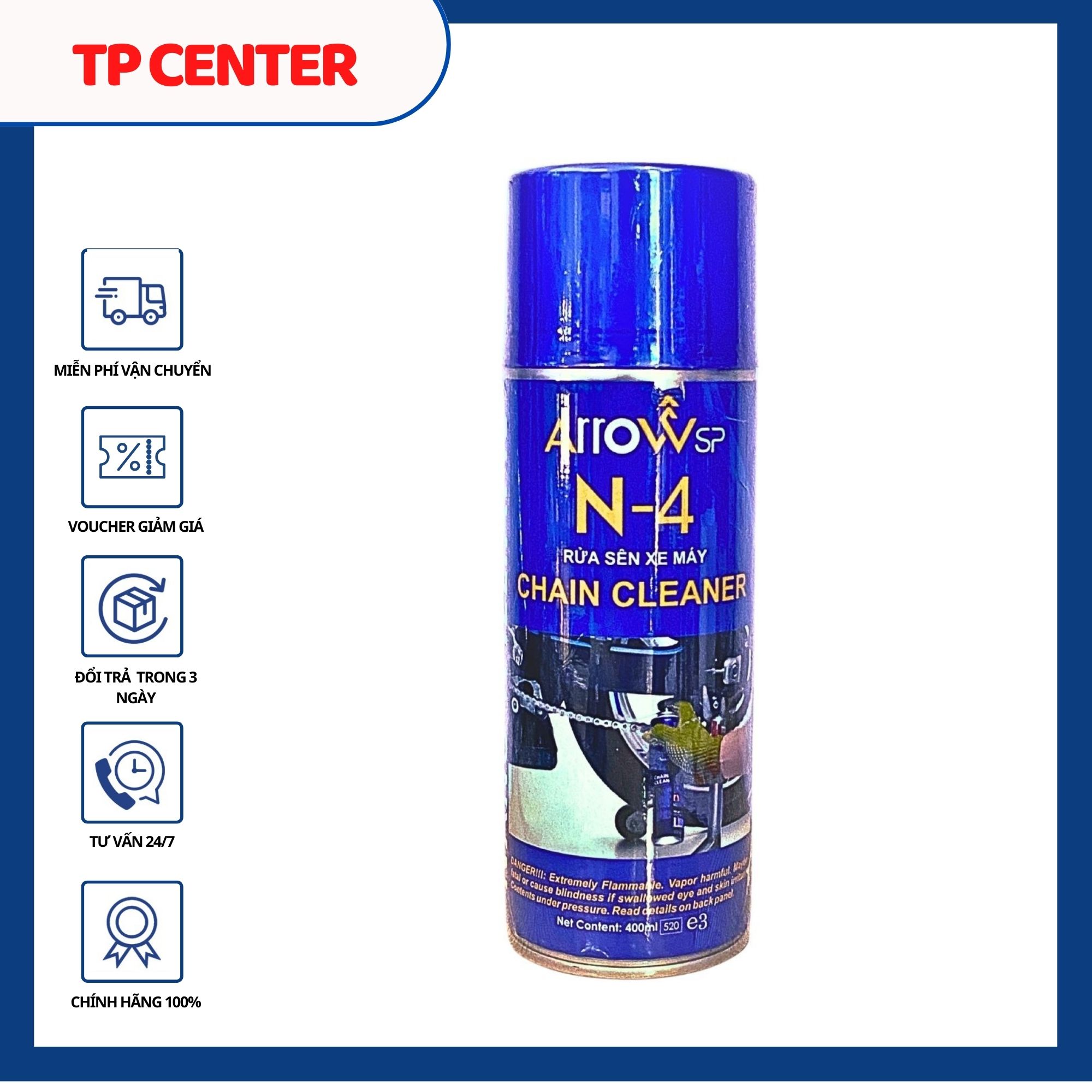 [HCM]Chai rửa sên xe máy Arrow N-4 Chain Cleaner 400ml