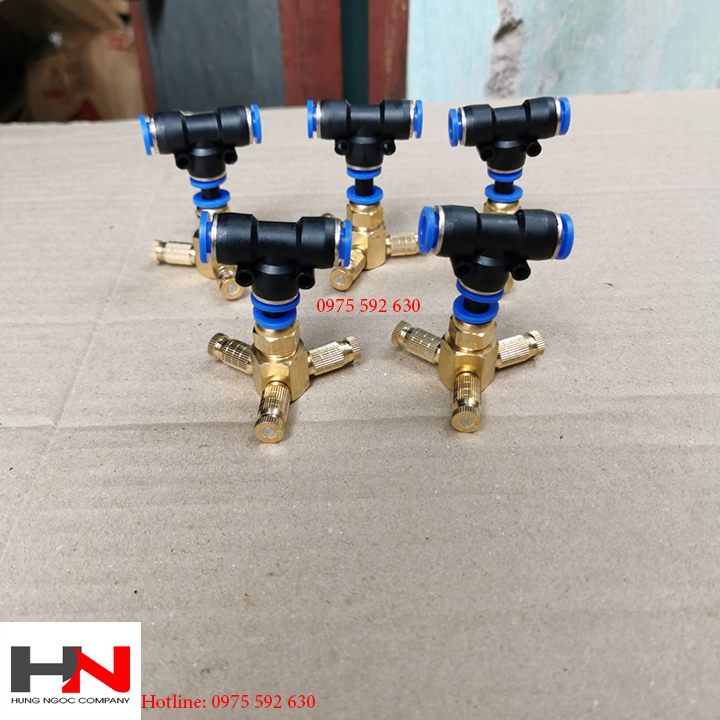 Combo 5 béc phun sương 3 hướng đồng gắn tê 8