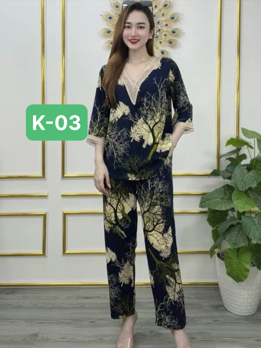 BỘ  TRUNG NIÊN CHẤT LỤA MANGO TAY LỠ MÃ K