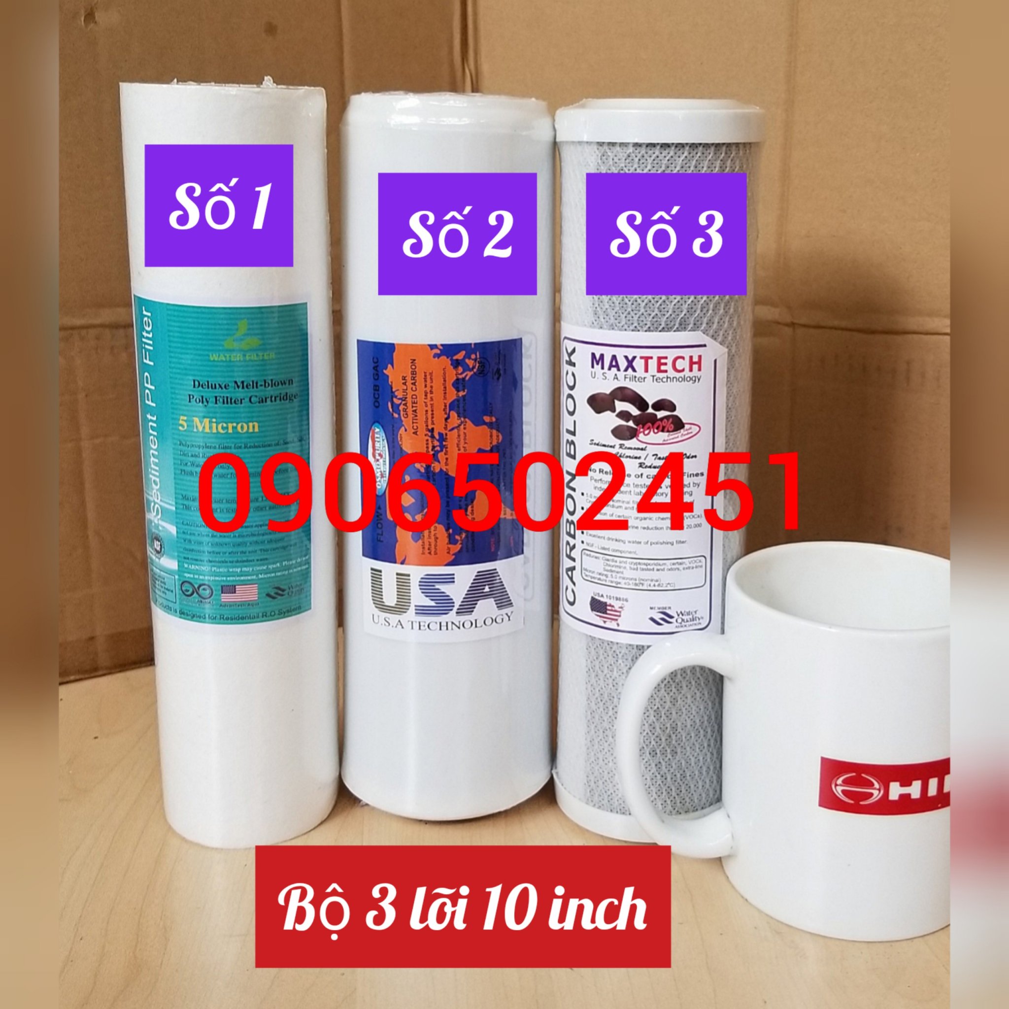 [HCM]Bộ sản phẩm 3 lõi lọc (lõi lọc số 1 & 2 & 3) 10inch