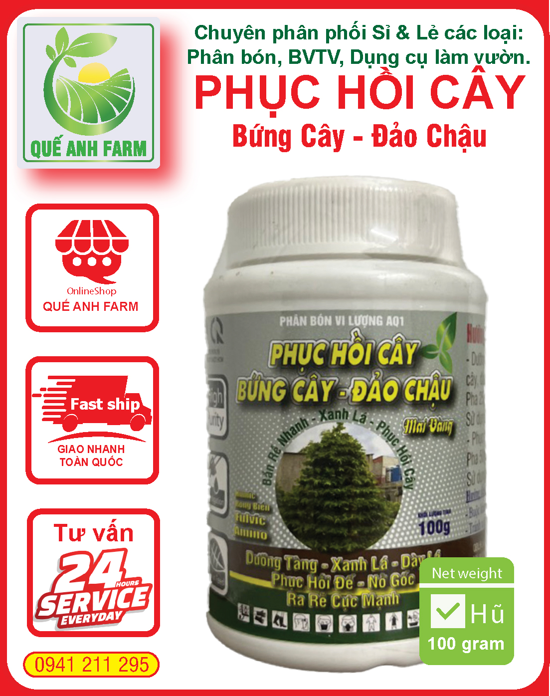 Phân bón Phục Hồi Mai Vàng hũ 100g