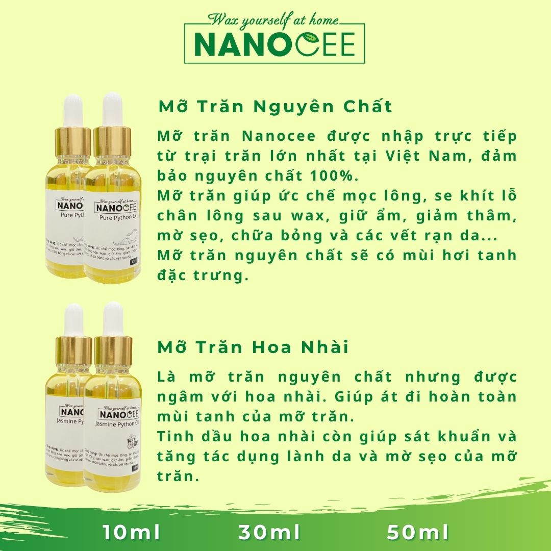 Mở Trăn Triệt Lông Hoa Nhài Siêu Thơm, Serum Mỡ Trăn Giúp Triệt Lông Nách, Ria Mép, Lông Bikini, Wax Lông Chân - NANOCEE