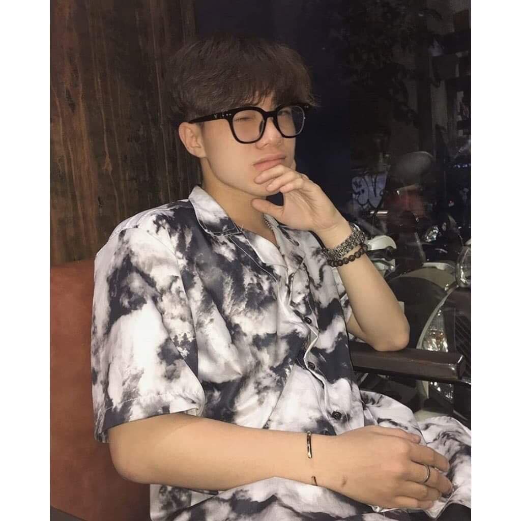 [HCM]Áo sơ mi tay lỡ loang màu in hình ĐÁM MÂY cực hot