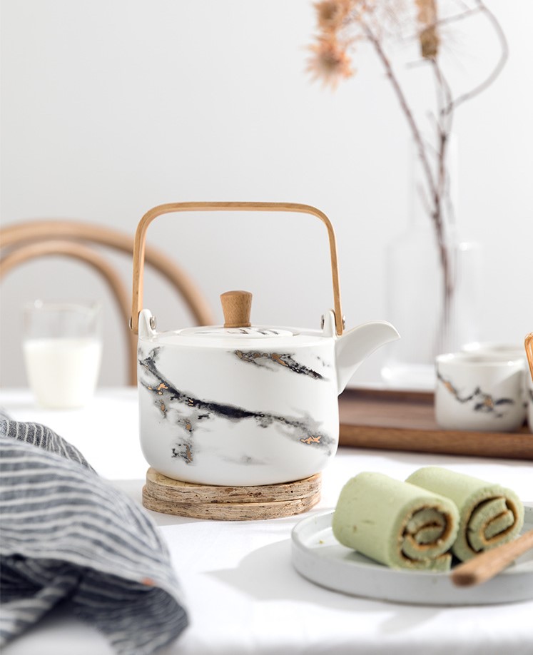 BỘ BÌNH TRÀ SỨ XÁM LOANG/ BÔ ẤM TRÀ