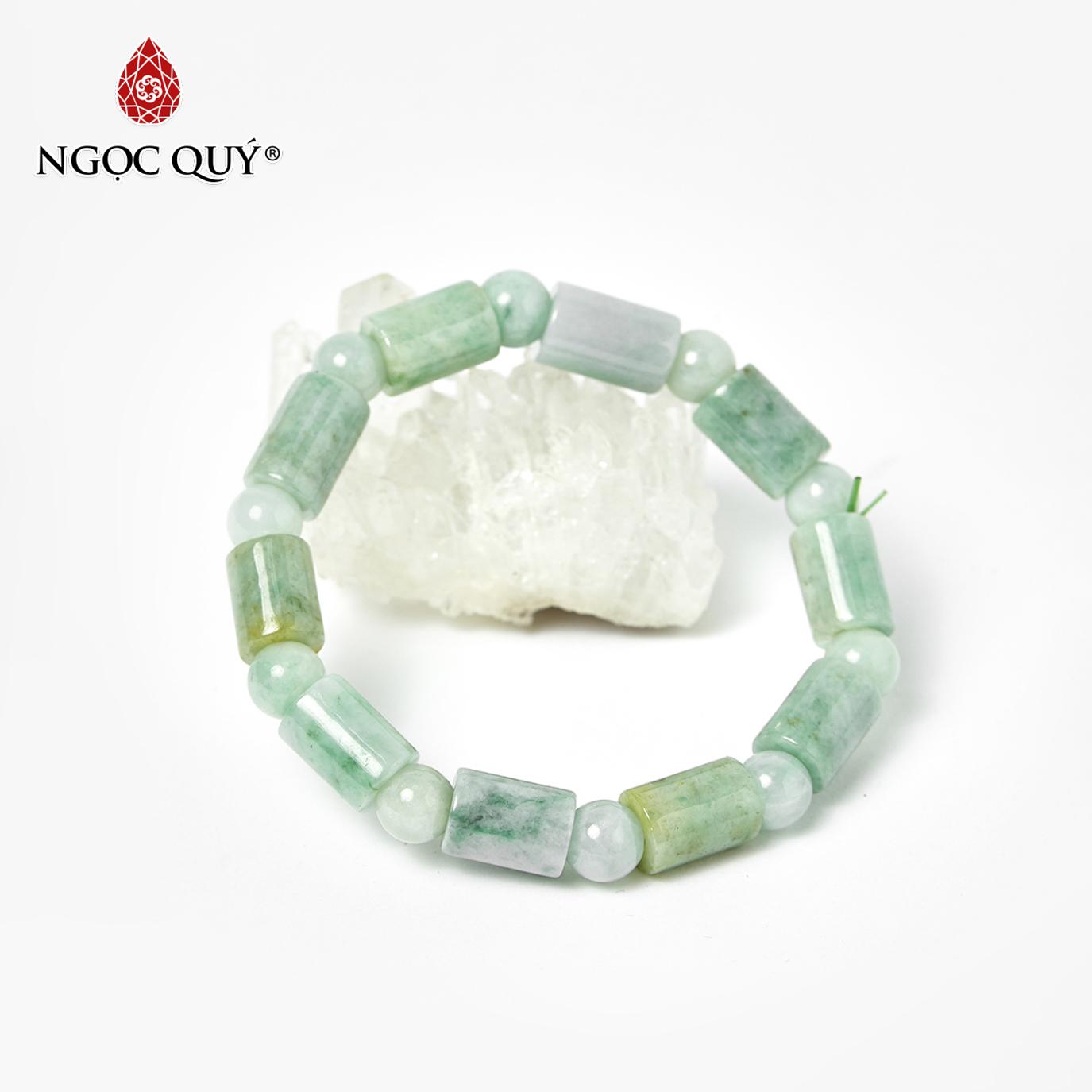 [HCM]Vòng tay đốt trúc cẩm thạch phỉ thúy 11.5x8mm đường kính 52mm mệnh mộc hỏa (màu xanh) - Ngọc Qúy Gemstones