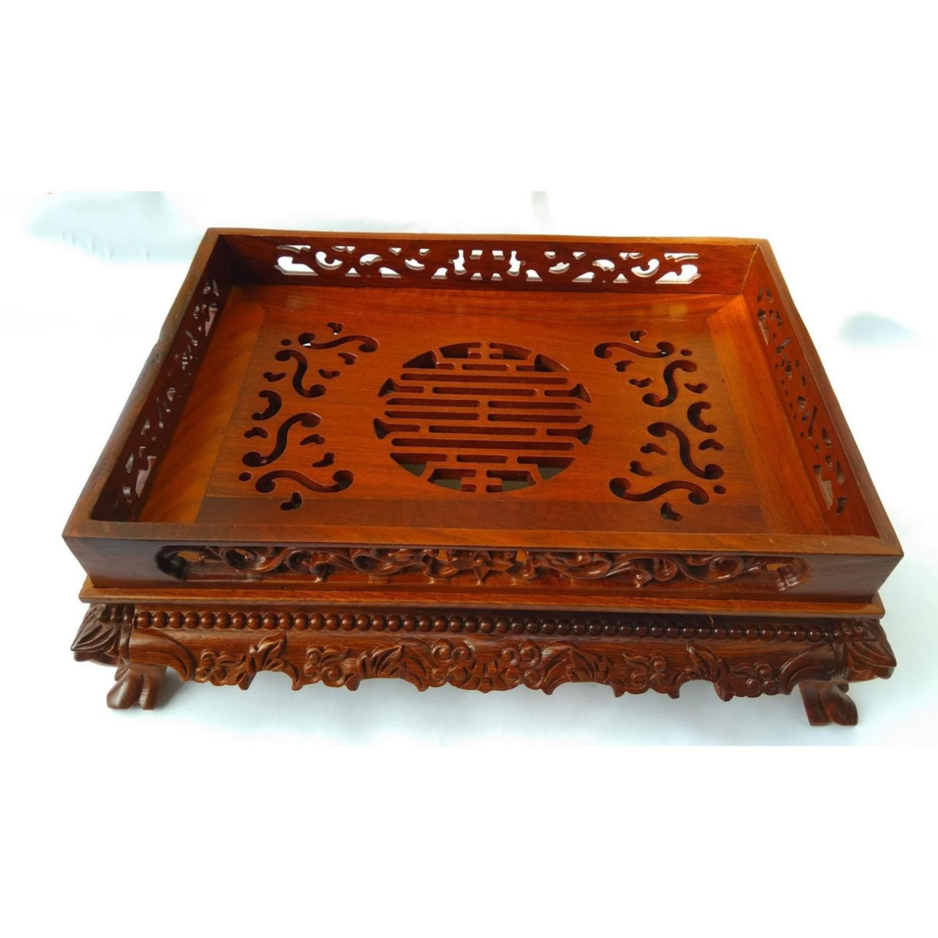 Khay trà gỗ hương (37 x 27 x 12 cm)