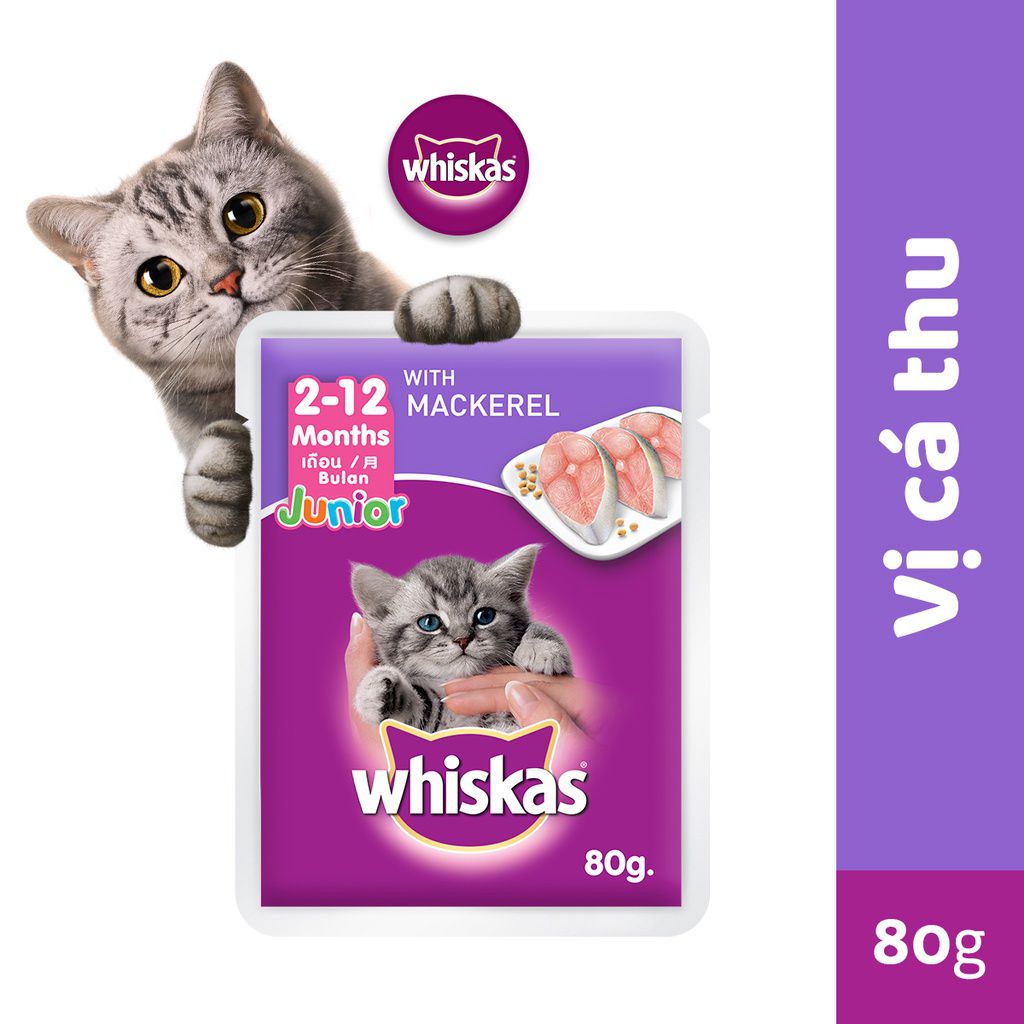 WHISKAS PATE GÓI 80g (MÈO LỚN-MÈO CON)