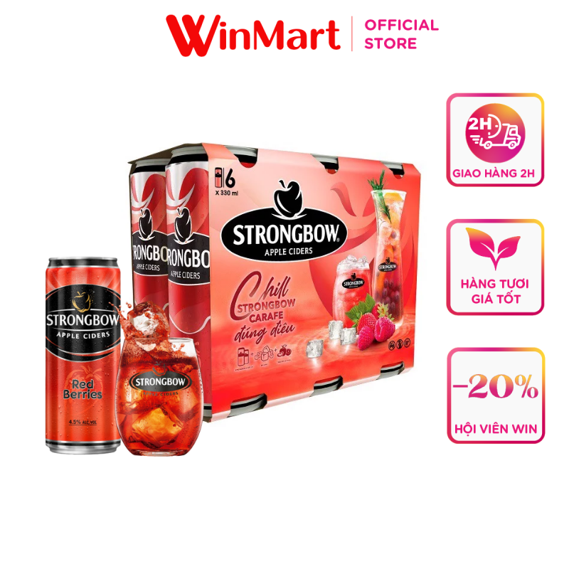 - Lốc 6 lon nước ép lên men vị dâu đỏ Strongbow 330ml