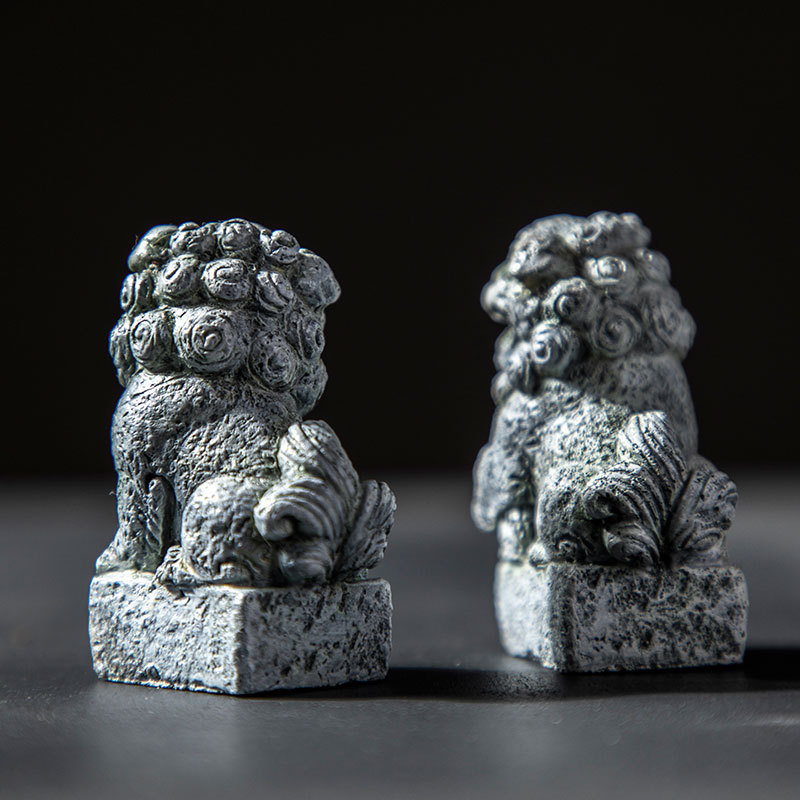 Cặp sư tử đá mini phối tiểu cảnh, thủy sinh, non bộ, bonsai
