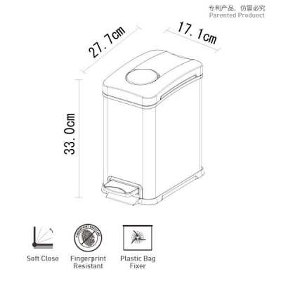 Thùng Rác Chân Đạp Inox EKO EK9228MT-8L