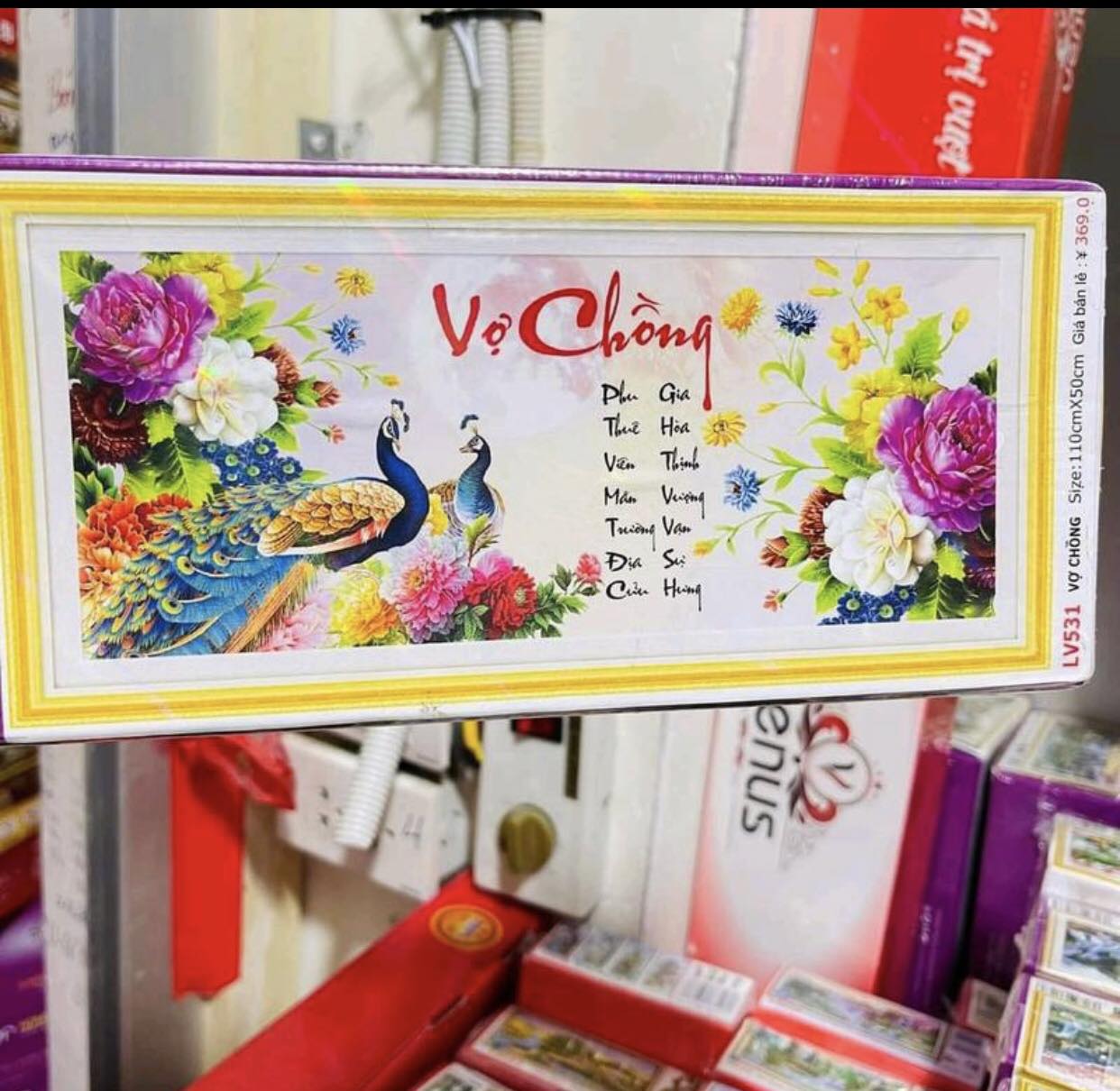 Tranh đính đá Vợ Chồng - kích thước: 110x50cm ( tranh chưa đính đá)