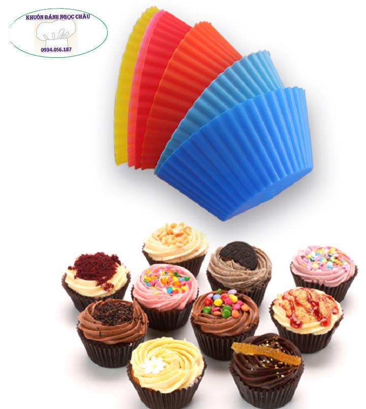 Combo 12 khuôn silicon làm bánh cupcake, bột lọc