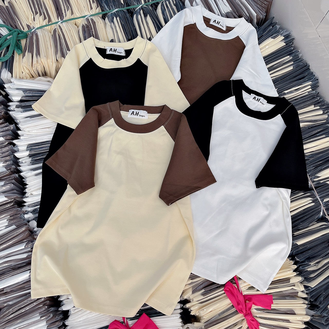 Áo thun dáng ôm nữ Tay Lỡ RAGLAN Trơn ( RAGLAN A.H )