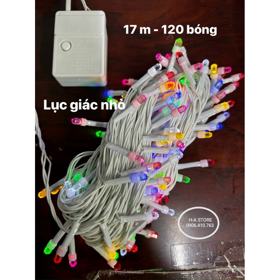 Dây đèn chớp Led trang trí bóng lục giác 120 bóng 17M đủ màu