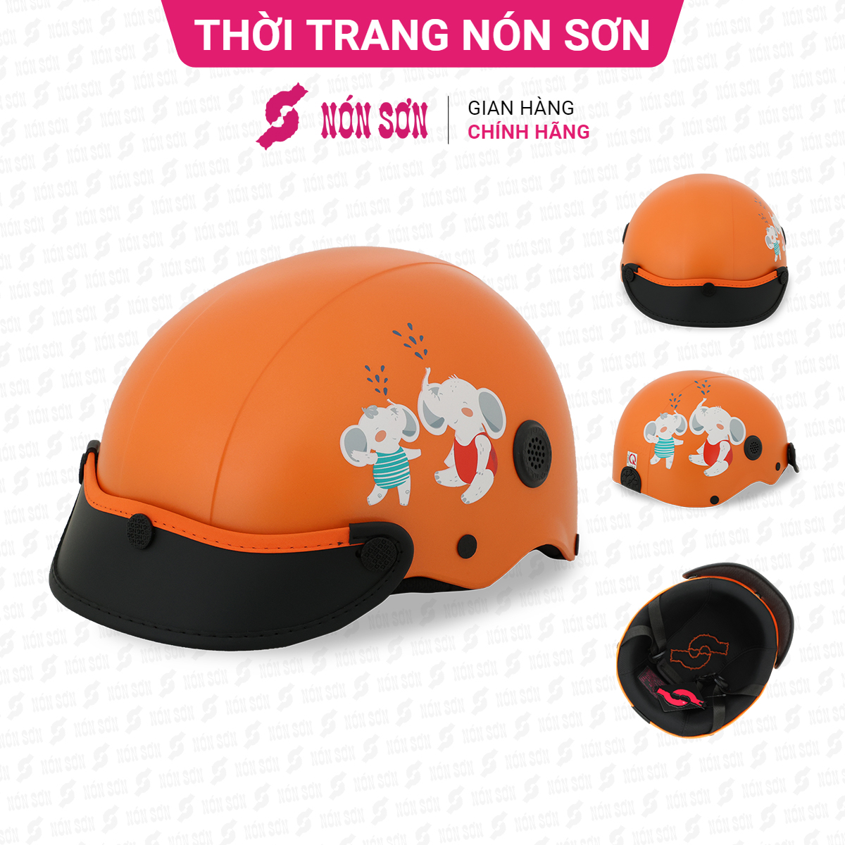 Mũ bảo hiểm nửa đầu trẻ em hoa văn nón sơn chính hãng dc-280.114