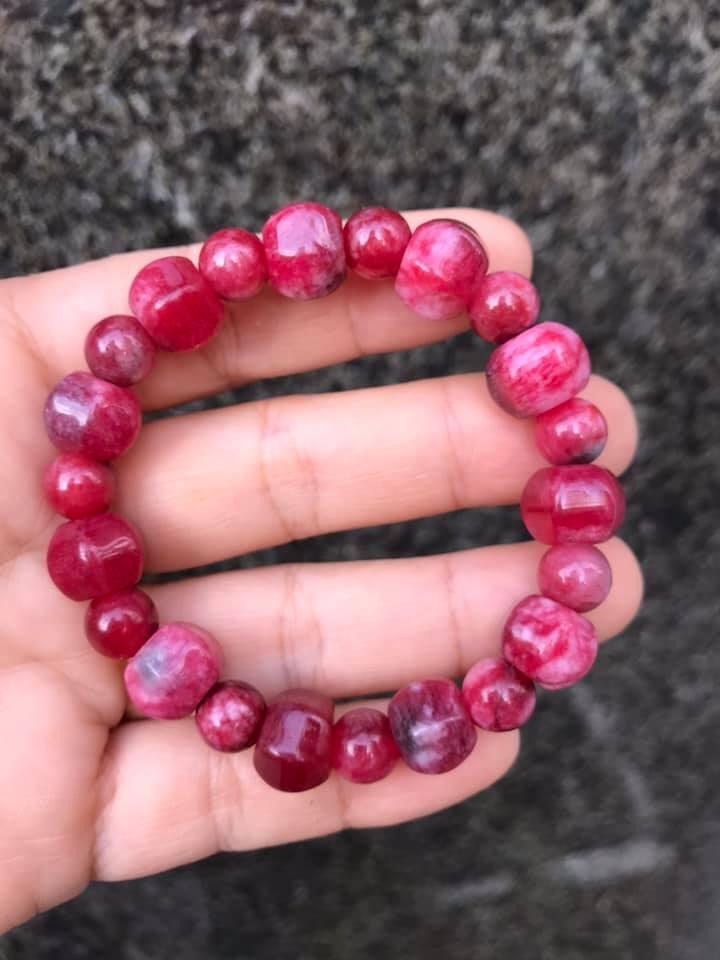 [HCM]VÒNG TAY ĐÁ PHONG THỦY MẦU HỒNG RUBY MIX KIỂU DỄ THƯƠNG