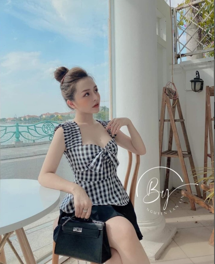 [HCM]Set váy rời áo caro kèm chân váy xếp li cực xinh