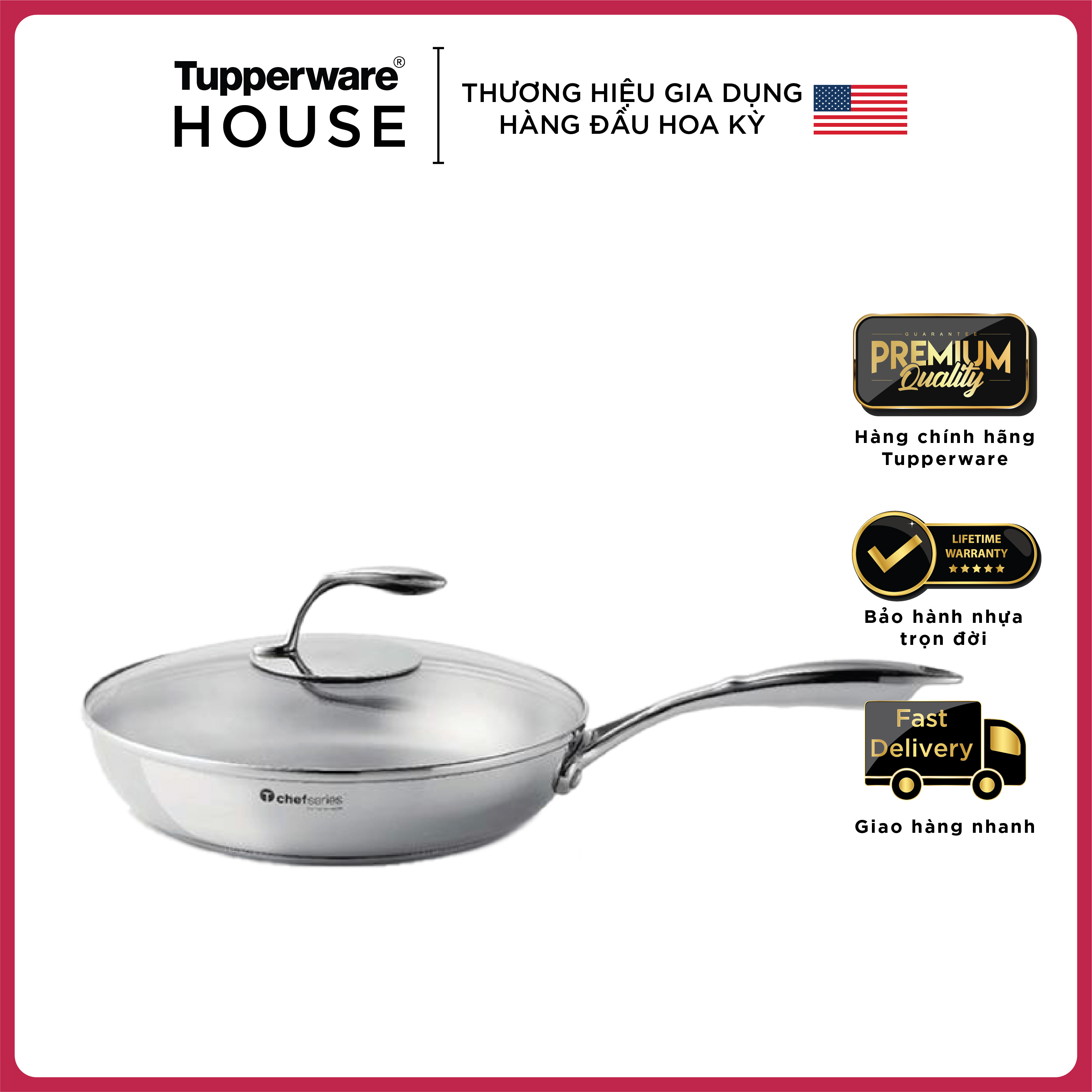 Chảo Tupperware Frypan nắp kính 28cm