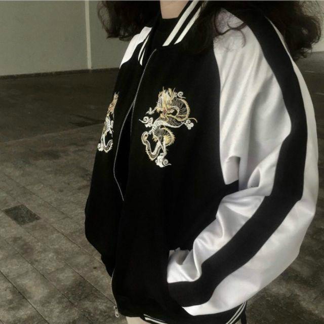 Mẫu mới | áo khoác dù 2 lớp thêu rồng bé nhỏ , áo khoác dù nữ, áo khoác dù nam, áo khoác dù form rộng, áo khoác dù unisex mẫu mới cực hot xbl8