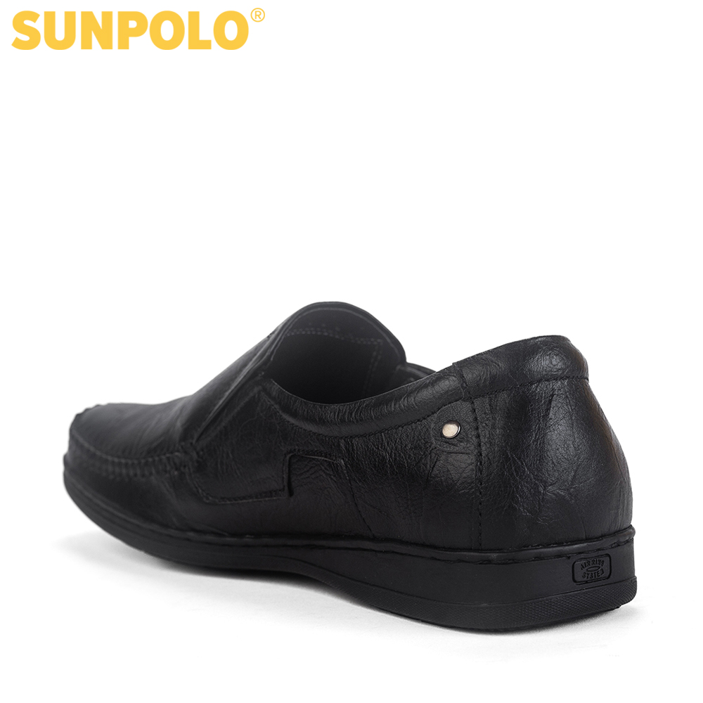 Giày mọi nam da bò SUNPOLO LS2098 (Đen) Phiên bản mới cải tiến đế giày