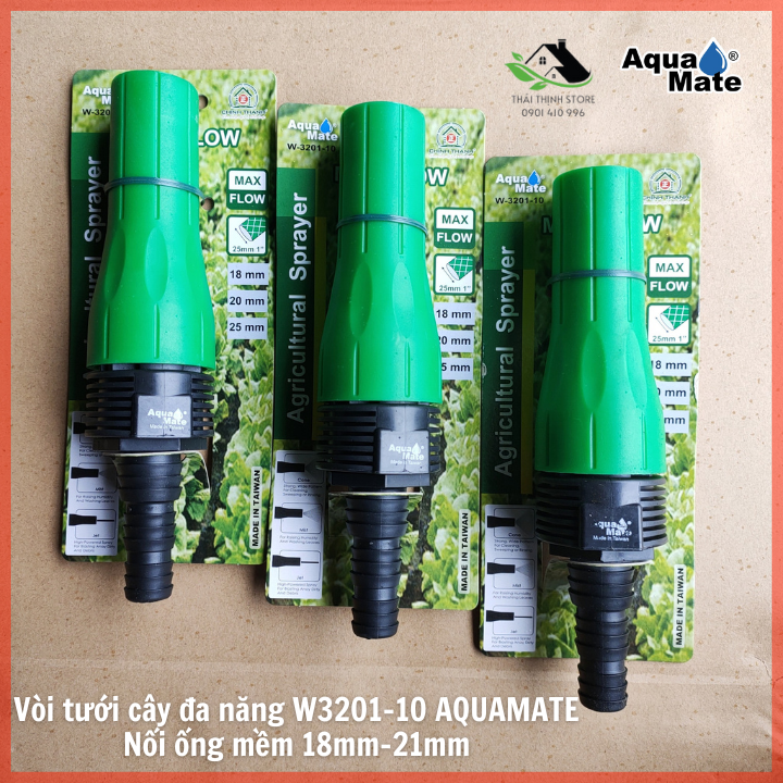 Vòi Tưới Cây Đa Năng AQUAMATE ĐÀI LOAN Loại Lưu Lượng Lớn Nối Ống Mềm 18mm Đến 25mm W3201-10
