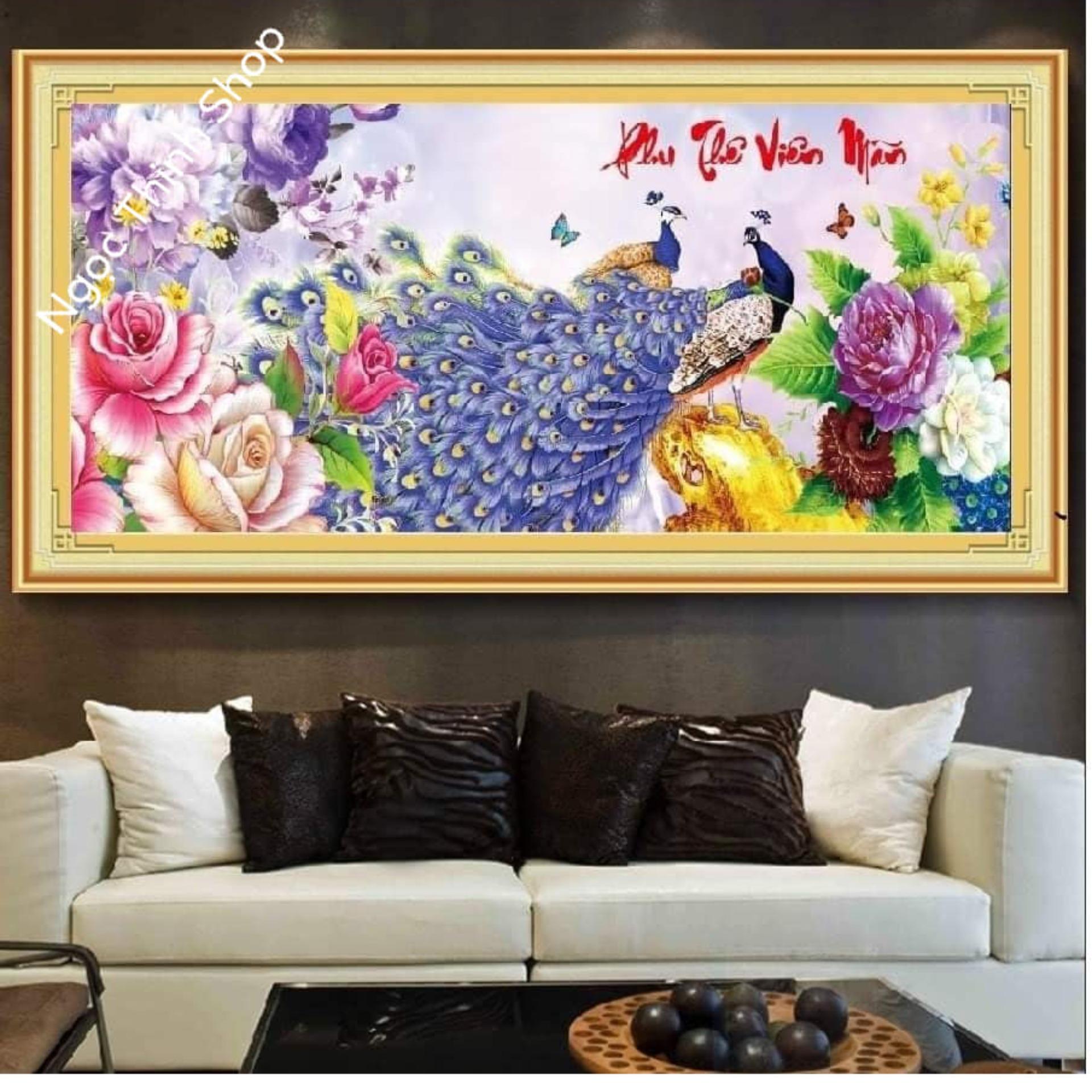 Tranh thêu chữ thập Phu Thê Viên Mãn MN0029 Kích thước 148x68cm