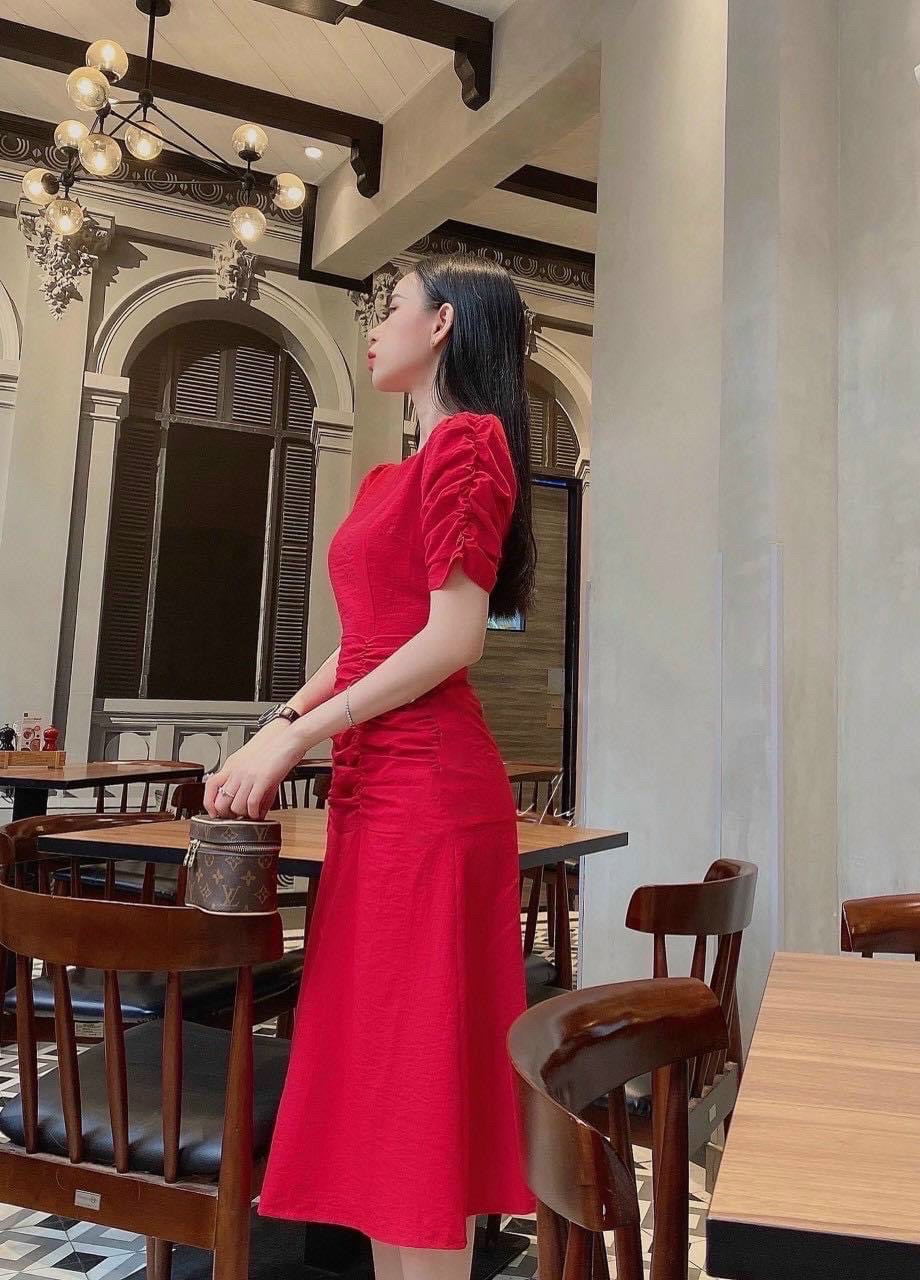 Đầm cổ tròn tùng nhúng 3 màu
