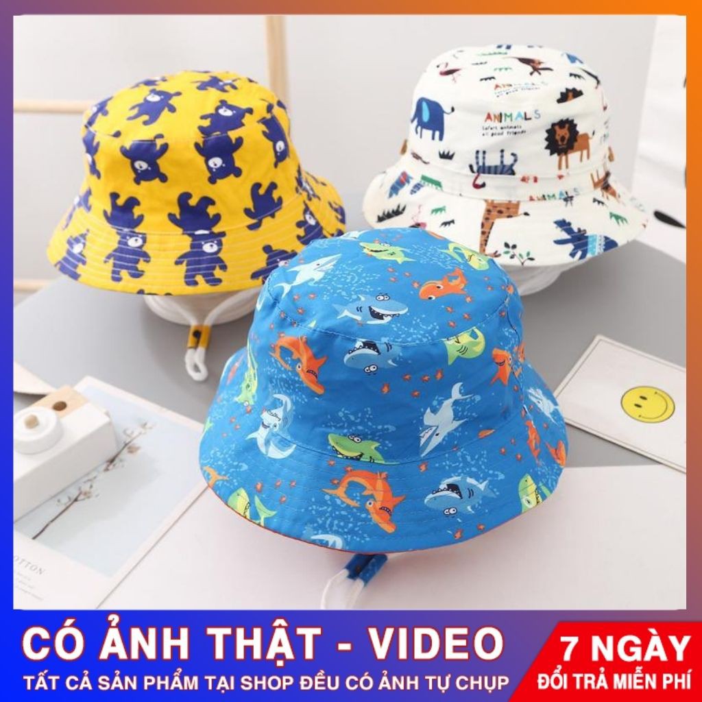 Mũ vành tròn bé trai và bé gái, nón cho bé 1-6 tuổi họa tiết kute dễ thương - M001