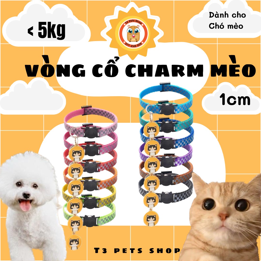 vòng cổ có hình charm miu dành cho mèo ( size cho chó mèo dưới 5kg)