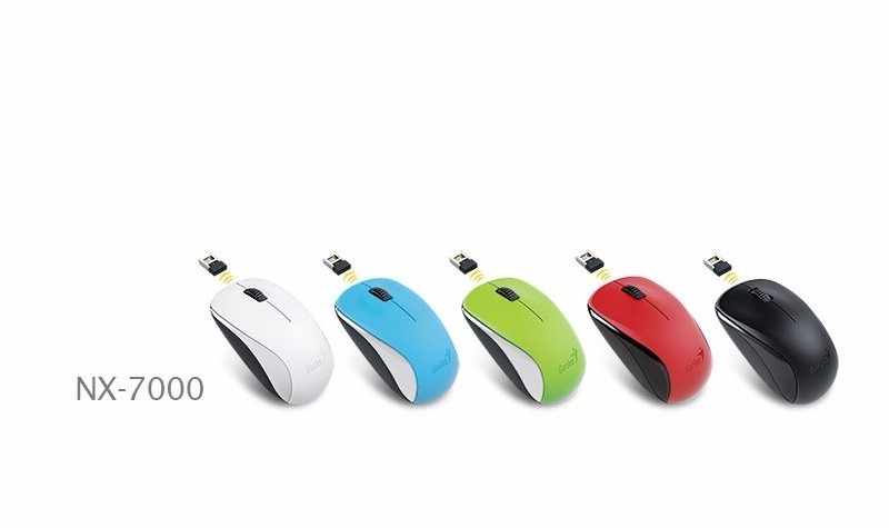 Chuột không dây máy tính Genius Wireless NX-7000 (màu xanh dương) Hoạt động êm ái, kiểu dáng nhỏ gọn, vừa vặn bàn tay - Bảo hành 12 tháng - Hàng Chính Hãng