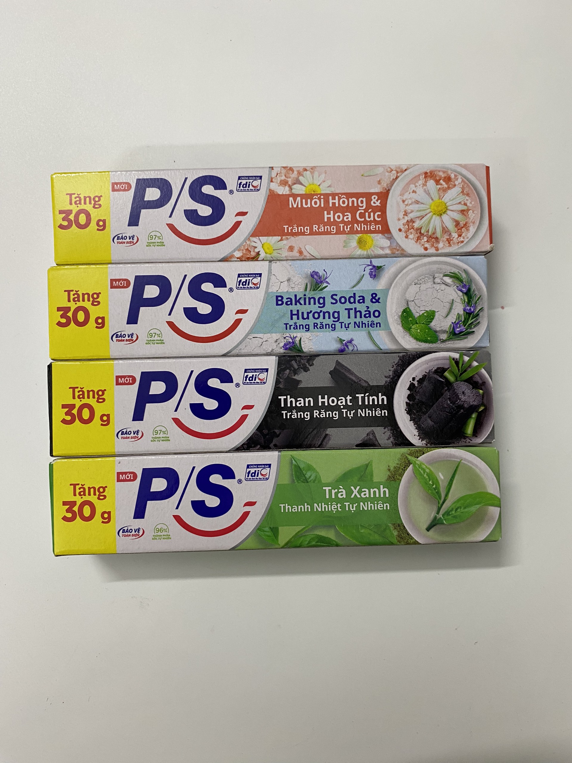 Combo 4 tuýp kem đánh răng Ps 30g/tuýp 4 loại