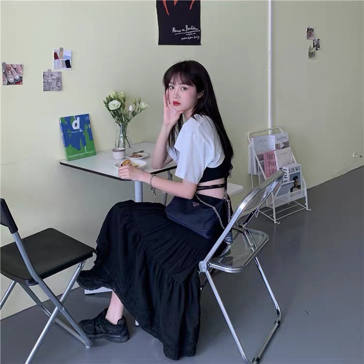 SET ÁO 2 MÓN CROPTOP TAY LỠ ĐAN DÂY