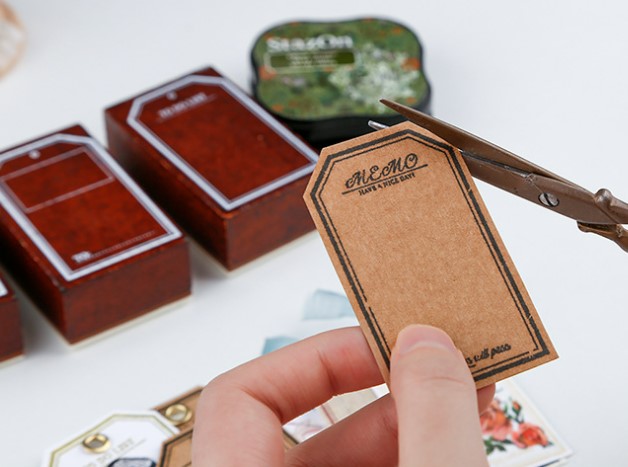 Con dấu gỗ khung viền vintage chất lượng Be Tiny Stationery