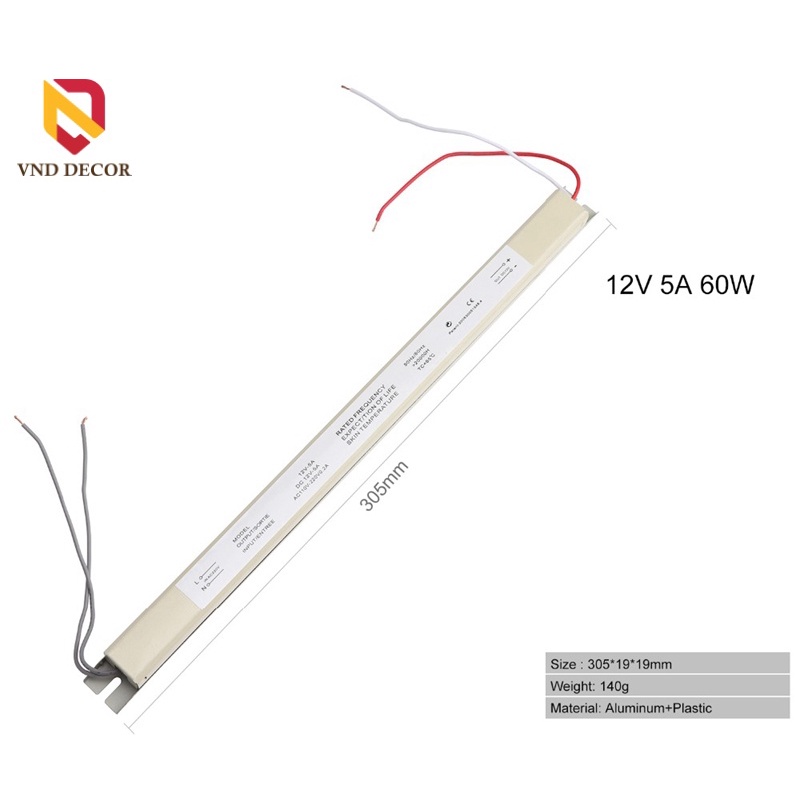 Nguồn đũa 12V-5A dùng cho led dây