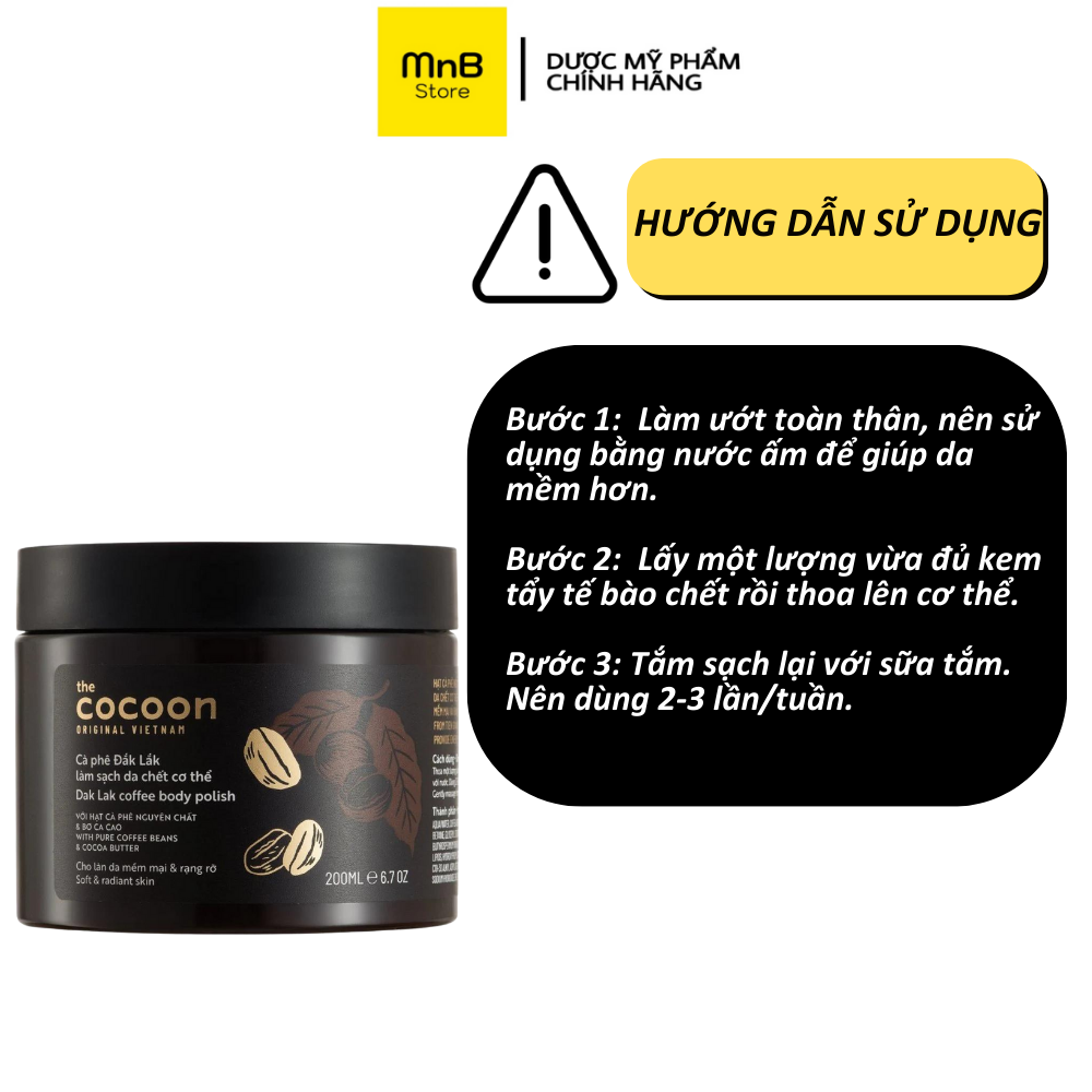 Tẩy da chết cà phê Đắk lắk Cocoon làm sạch da chết 200ml