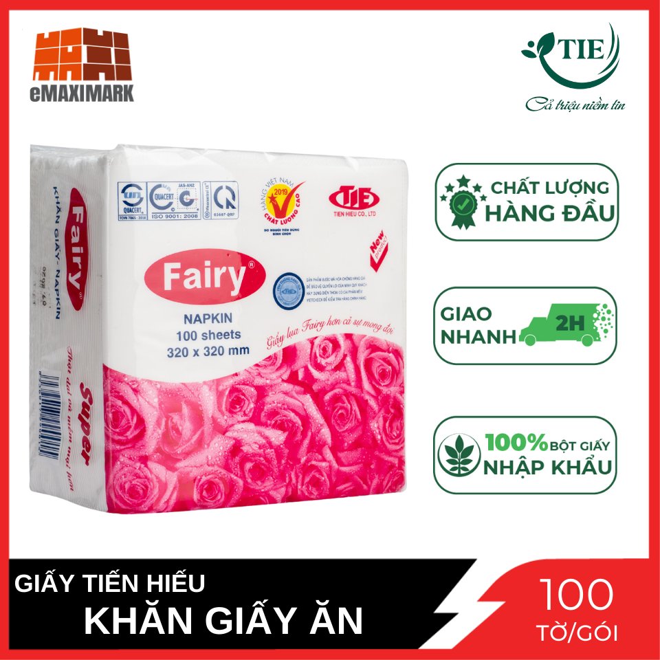 Khăn giấy ăn napkin fairy silk hồng gói 100 tờ