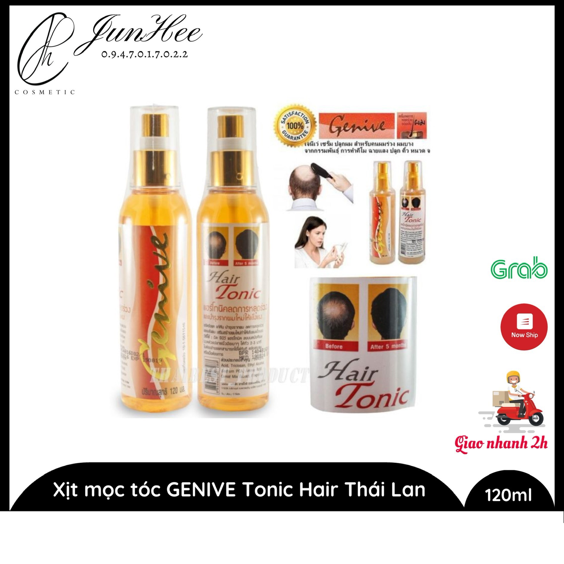 [ JunHee AUTH ] Xịt mọc tóc , mọc mi  Genive Hair tonic Thái Lan