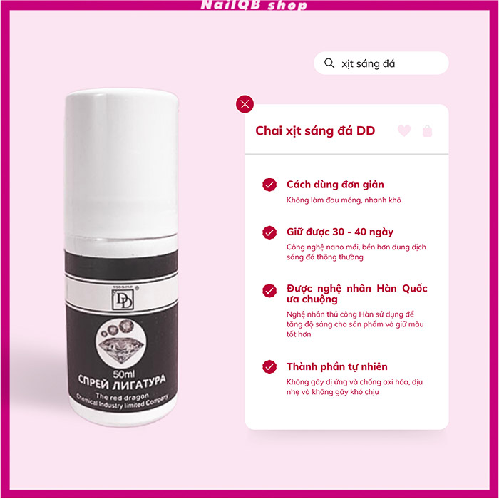 Xịt sáng đá trang trí móng xịt khô keo đính đá DD 50ml