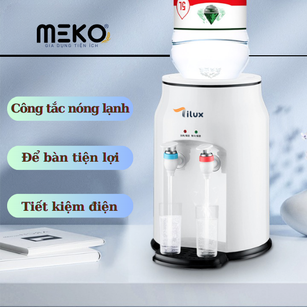 Cây nước nóng lạnh mini để bàn, bình nước nóng tiết kiệm điện có công tắc bật nóng lạnh