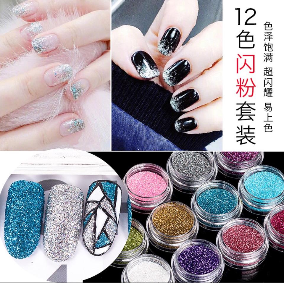 Set 12 hũ nhũ rắc , hũ 3g trang trí móng