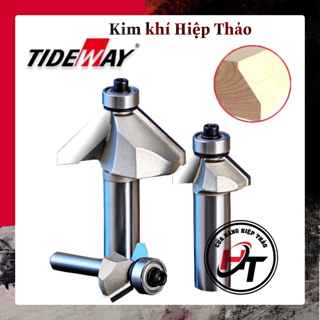 Mũi phay gỗ vát 45 độ có bi Tideway cao cấp 0203 MSVCB-45-TW